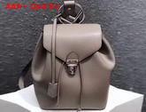Fendi Grey Leather Backpack with Metal Handle Shaped Like The New Fendi Logo Replica