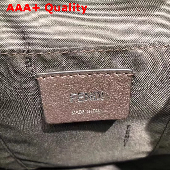Fendi Grey Leather Backpack with Metal Handle Shaped Like The New Fendi Logo Replica