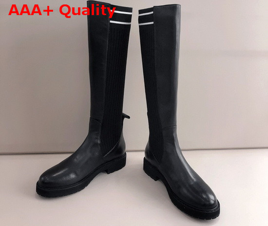 Fendi High Boot in Black Leather and Stretch Fabric Replica