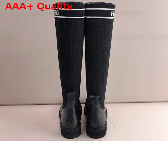 Fendi High Boot in Black Leather and Stretch Fabric Replica