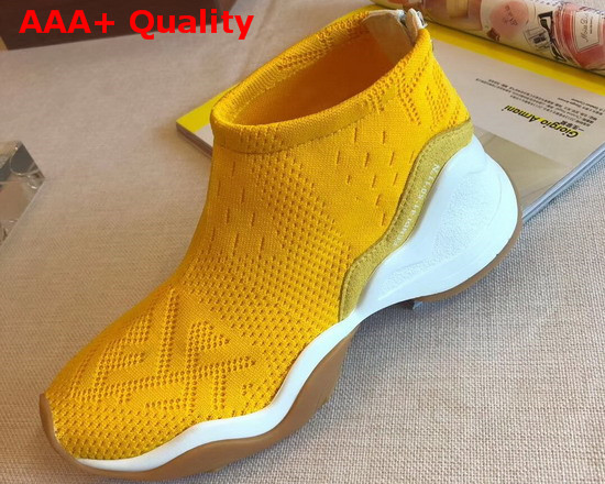 Fendi High Tech Yellow Jacquard Sneakers Replica