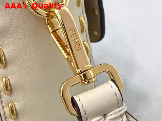 Fendi Iconic Medium Baguette Bag in Parchment Colored Leather with Metal Stitch Stitching Replica