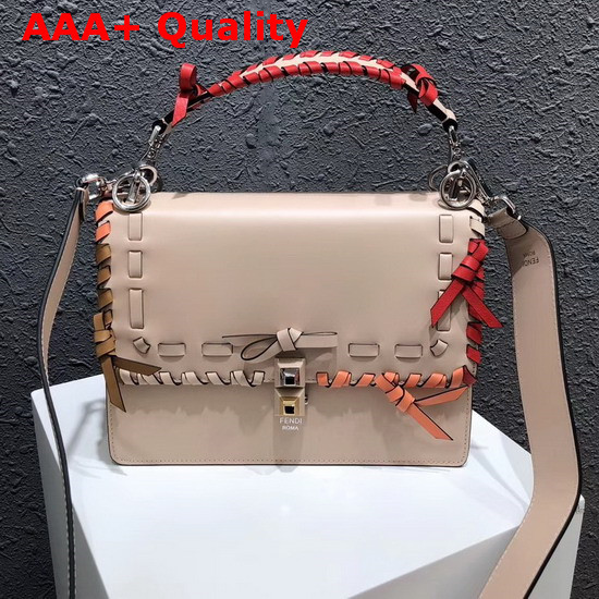 Fendi Kan I Shoulder Bag in Beige Decorated with Threading and Bows Replica