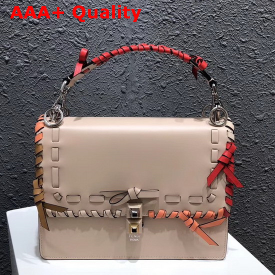 Fendi Kan I Shoulder Bag in Beige Decorated with Threading and Bows Replica