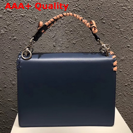 Fendi Kan I Shoulder Bag in Blue Decorated with Threading and Bows Replica