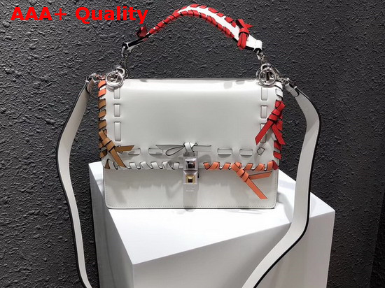 Fendi Kan I Bag in White with Threading and Small Bows Replica