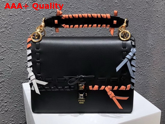Fendi Kan I Bag with Threading and Small Bows Black Replica