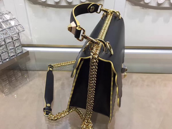 Fendi Kan I Black and Gold Leather Handbag For Sale