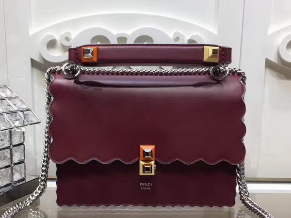 Fendi Kan I Bordeaux Leather Handbag For Sale