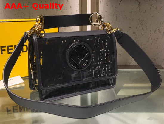 Fendi Kan I F Bag in Transparent TPU with FF Motif Printed in Black Replica