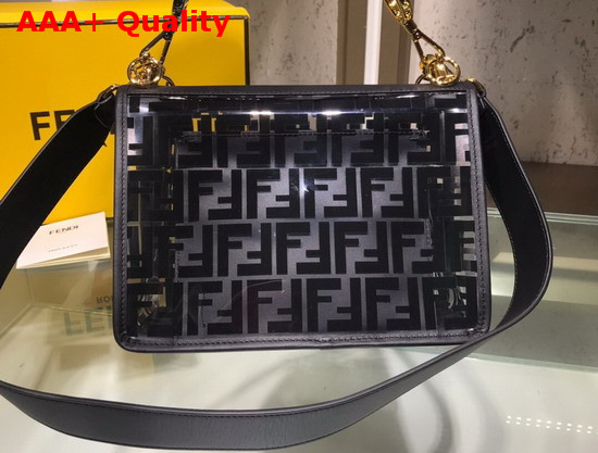 Fendi Kan I F Bag in Transparent TPU with FF Motif Printed in Black Replica