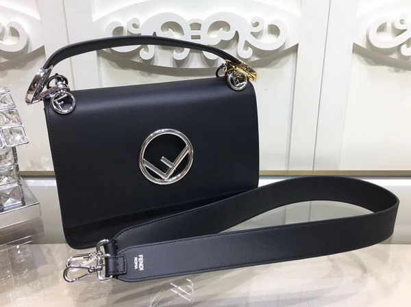 Fendi Kan I F Black Leather Bag For Sale