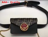 Fendi Kan I F Black Leather Belt Bag with FF Pattern On The Flap Replica