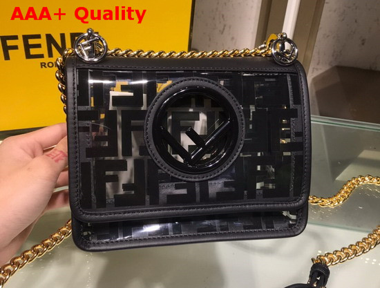 Fendi Kan I F Small Flap Bag PU with Printed FF Motif in Black Replica