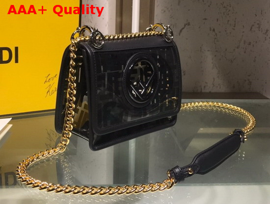 Fendi Kan I F Small Flap Bag PU with Printed FF Motif in Black Replica