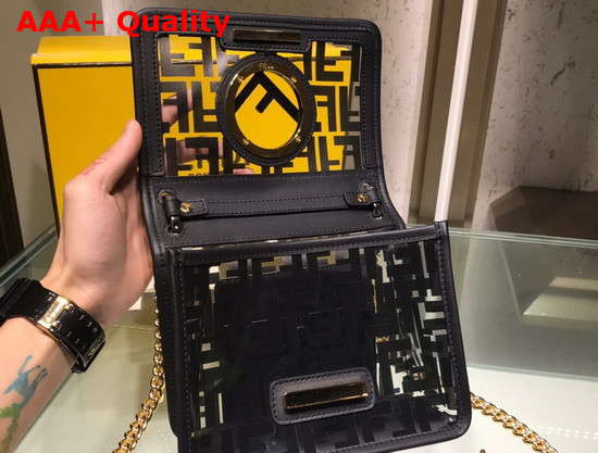 Fendi Kan I F Small Flap Bag PU with Printed FF Motif in Black Replica