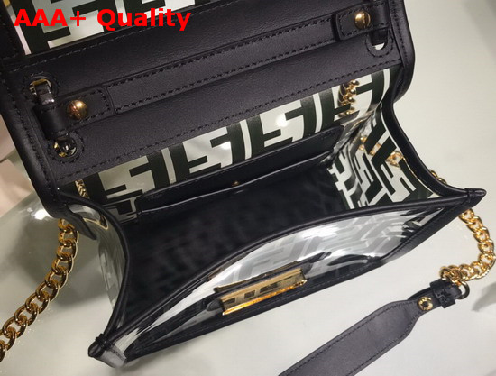 Fendi Kan I F Small Flap Bag PU with Printed FF Motif in Black Replica