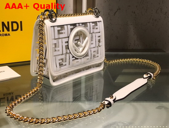 Fendi Kan I F Small Flap Bag PU with Printed FF Motif in White Replica