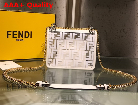 Fendi Kan I F Small Flap Bag PU with Printed FF Motif in White Replica