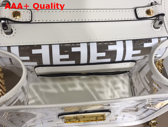 Fendi Kan I F Small Flap Bag PU with Printed FF Motif in White Replica