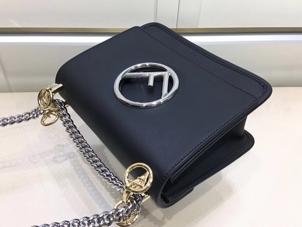 Fendi Kan I F Small in Black Leather For Sale