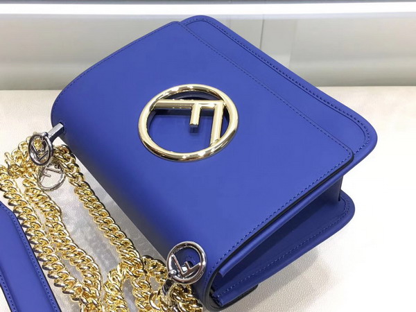 Fendi Kan I F Small in Blue Leather For Sale