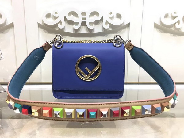 Fendi Kan I F Small in Blue Leather For Sale