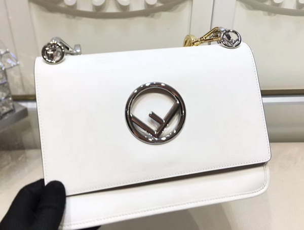 Fendi Kan I F White Leather Bag For Sale