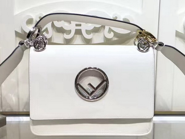 Fendi Kan I F White Leather Bag For Sale