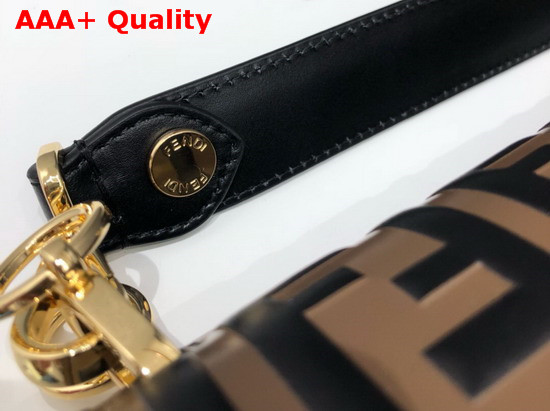 Fendi Kan I Flap Bag in Black Decorated with Raised FF Pattern Replica