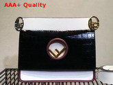 Fendi Kan I Logo Bag Black Croc Effect Replica