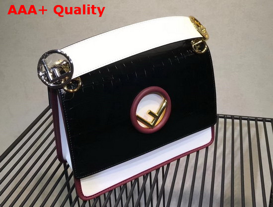 Fendi Kan I Logo Bag Black Croc Effect Replica