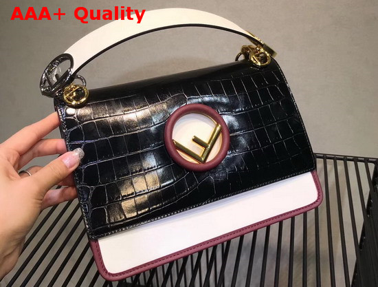 Fendi Kan I Logo Bag Black Croc Effect Replica