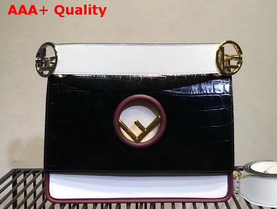 Fendi Kan I Logo Bag Black Croc Effect Replica