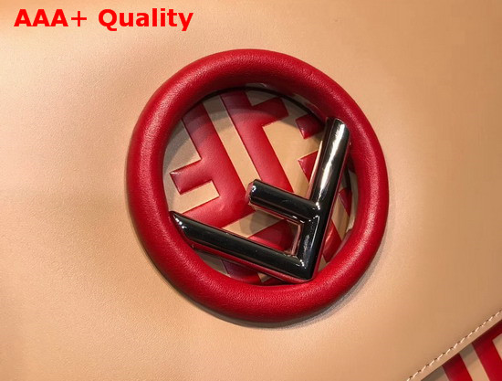 Fendi Kan I Logo Bag in Beige with Red FF Pattern Replica