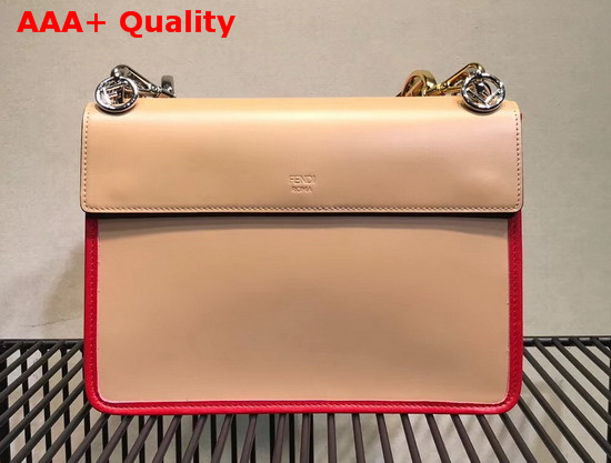 Fendi Kan I Logo Bag in Beige with Red FF Pattern Replica