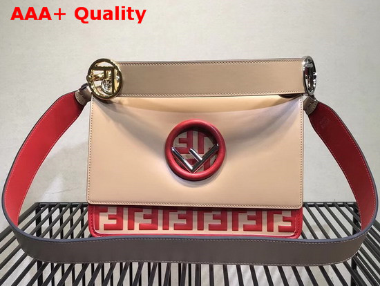 Fendi Kan I Logo Bag in Beige with Red FF Pattern Replica