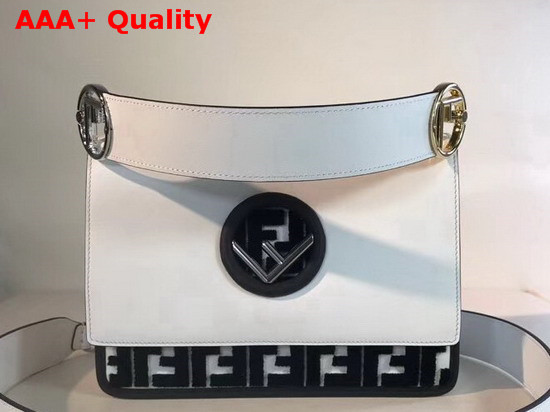 Fendi Kan I Logo Bag in White with Iconic FF in Shades of Black Replica