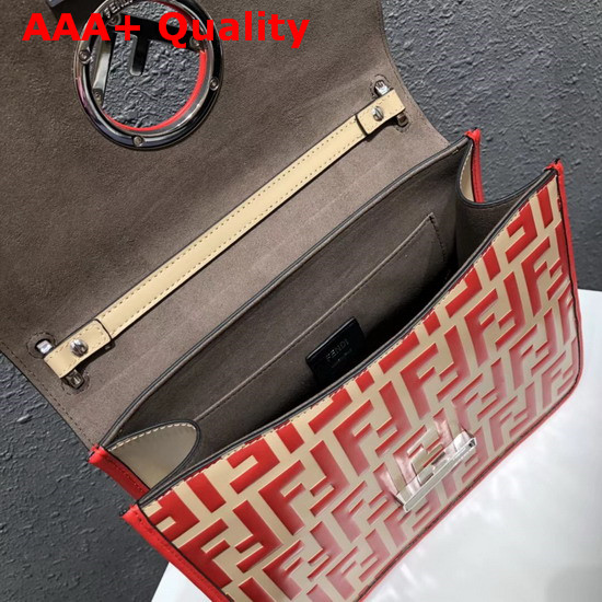 Fendi Kan I Logo Beige Leather Bag with FF Pattern On the Underside of The Flap Replica