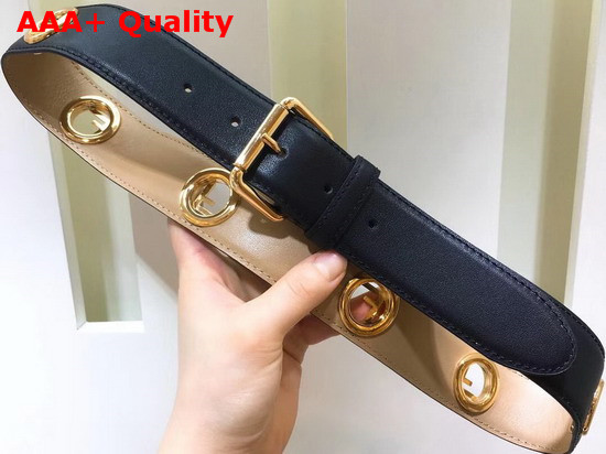 Fendi Kan I Logo Belt in Black Calf Leather Replica