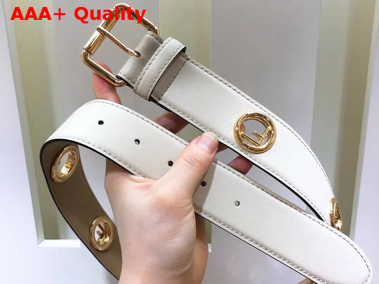 Fendi Kan I Logo Belt in White Calf Leather Replica