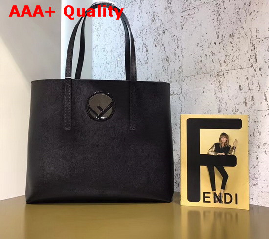 Fendi Kan I Logo Shopper Bag in Black Real Leather Replica