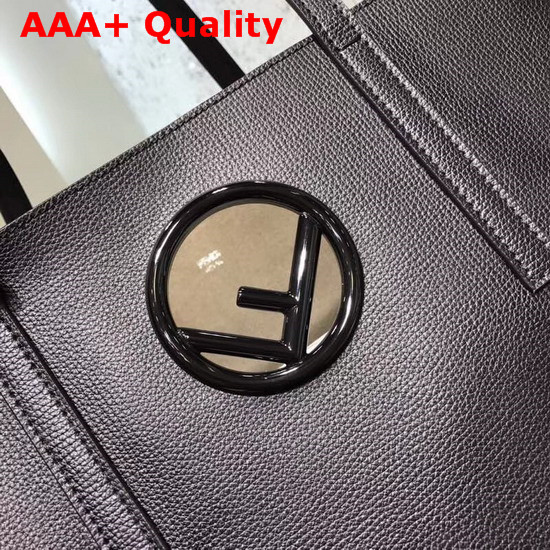 Fendi Kan I Logo Shopper Bag in Black Real Leather Replica