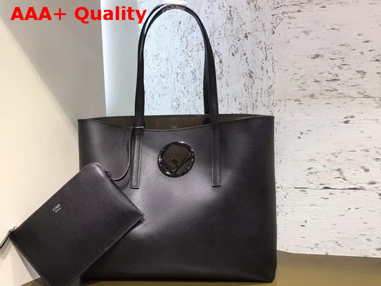 Fendi Kan I Logo Shopper Bag in Black Real Leather Replica