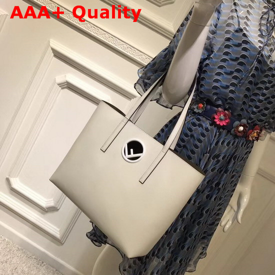 Fendi Kan I Logo Shopper Bag in White Real Leather Replica