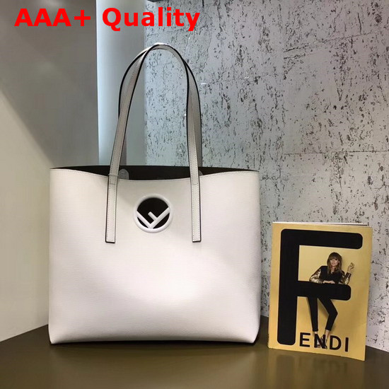 Fendi Kan I Logo Shopper Bag in White Real Leather Replica