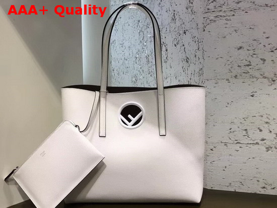 Fendi Kan I Logo Shopper Bag in White Real Leather Replica