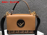Fendi Kan I Logo Tan Leather Bag with FF Pattern Replica