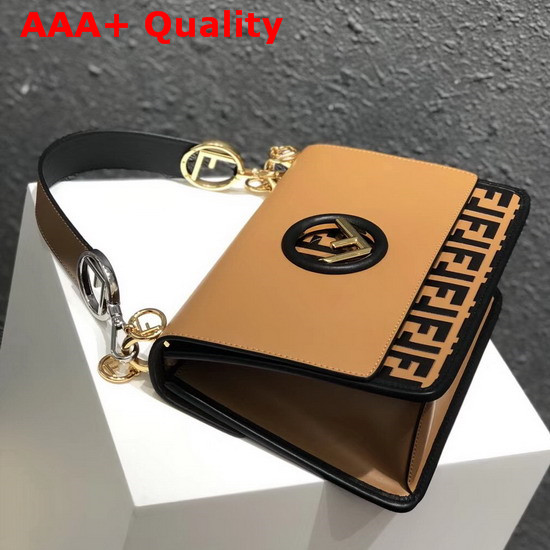 Fendi Kan I Logo Tan Leather Bag with FF Pattern Replica