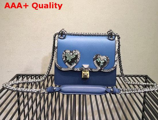 Fendi Kan I Small Blue Leather Mini Bag with Python Details Replica